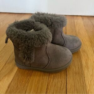 Toddler Faux Suede Fur Boots Booties Gray Charcoal Ugg Look Alike